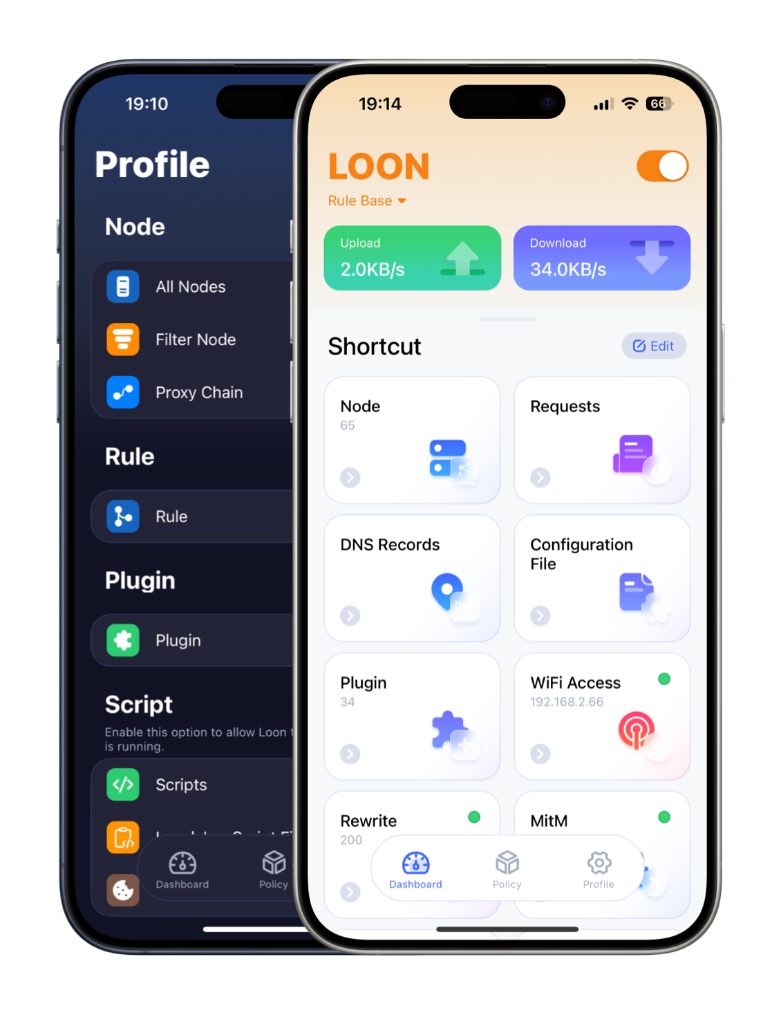 Loon app interface on iPhone